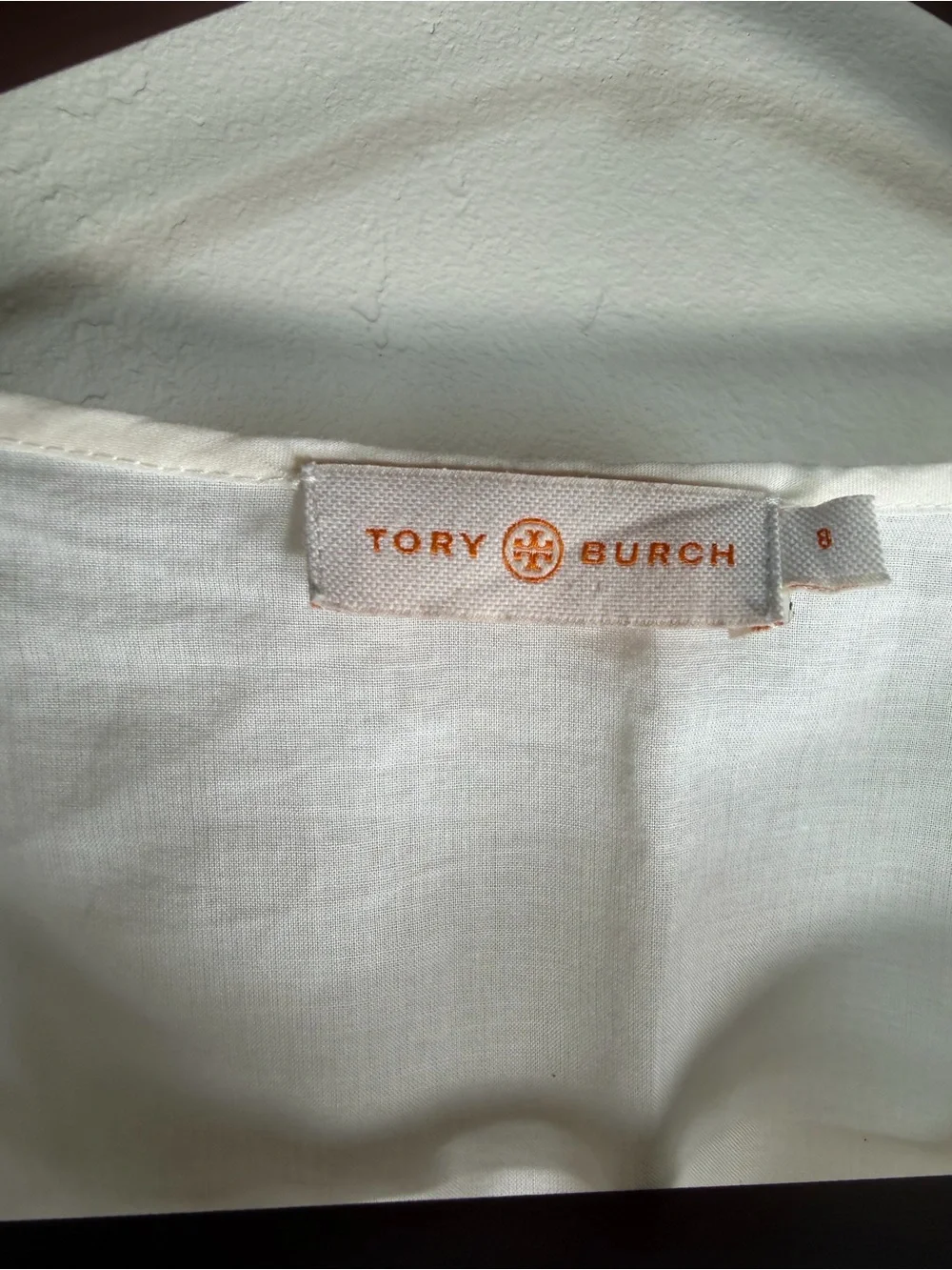 Tory Burch White Tunic Blouse with Red & Black Floral Embroidery